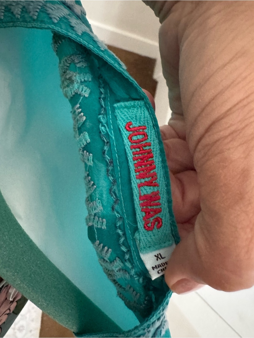 Johnny Was Teal Embroidered Floral Tunic - Picture 5 of 5